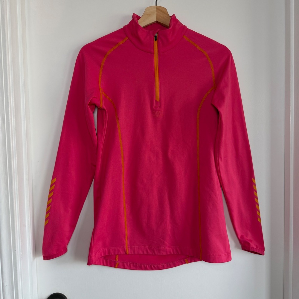 Helly Hansen 1/2‎ Zip Lifa Active Base Layer Top Pullover Pink Orange Womens L